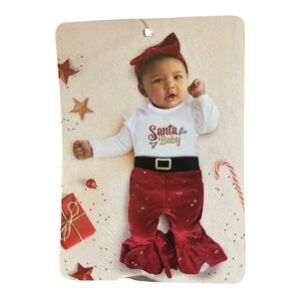 Baby Essentials Santa Baby Red and White Holiday Set